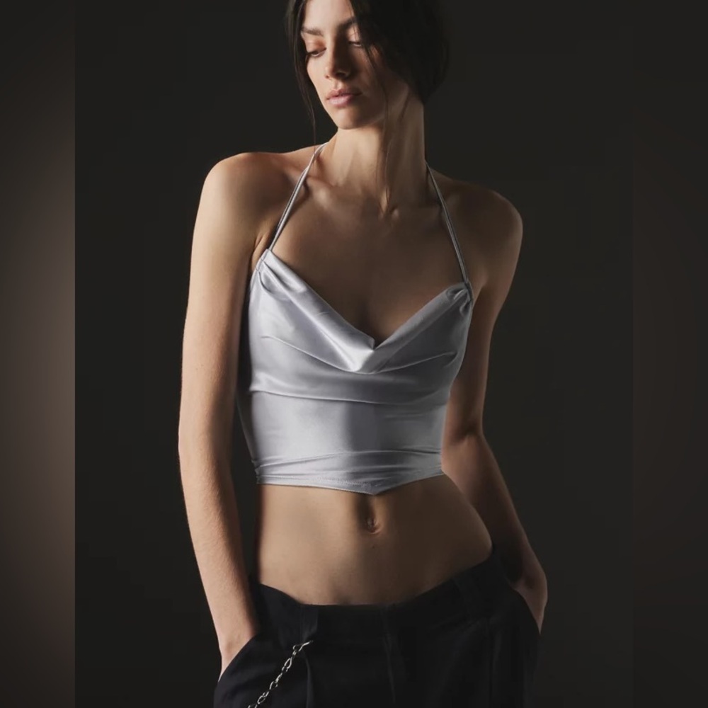 Urban Outfitters Small backless crop top silver metallic! Y2K club party chic!